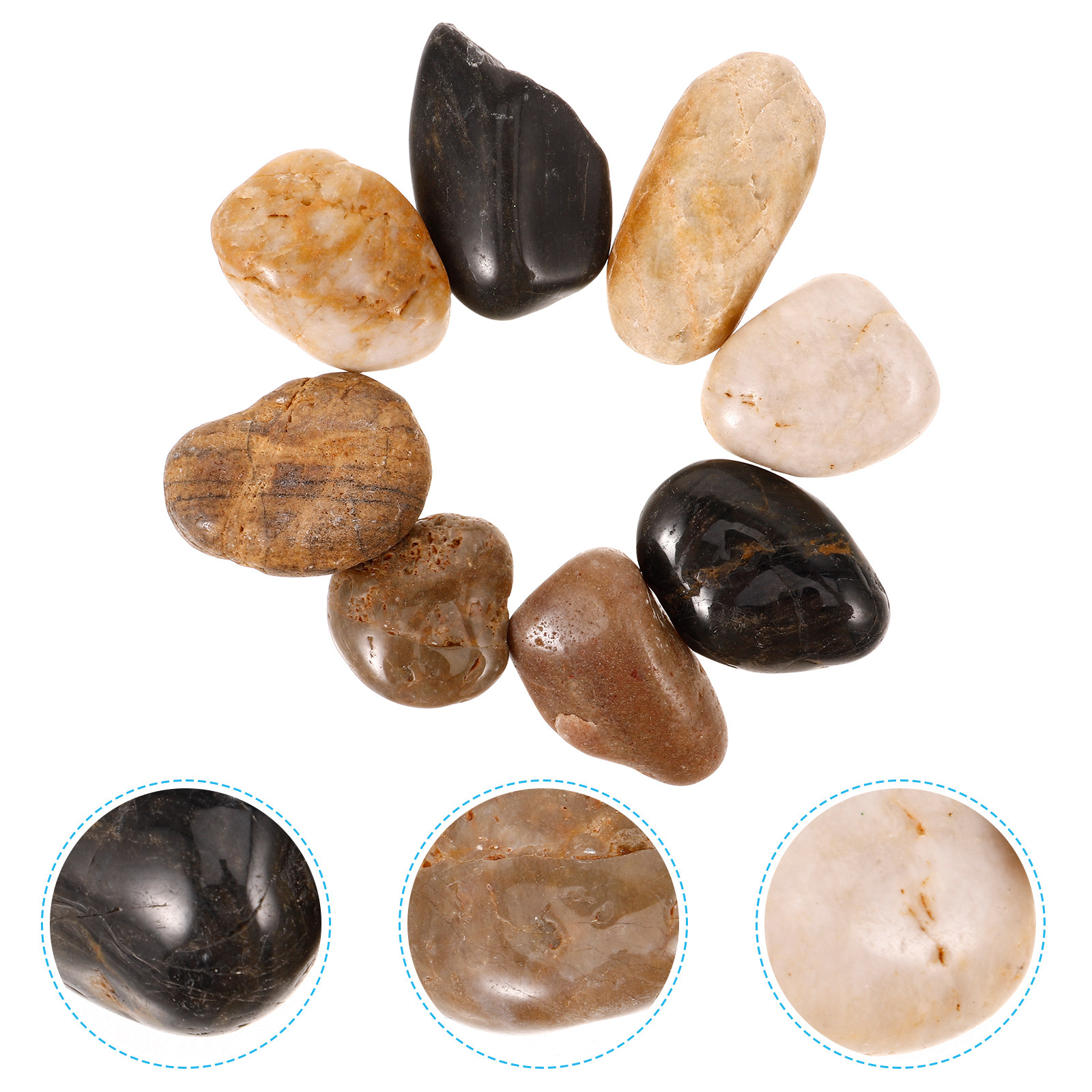 Aquarium Fish Pot - 1Set Natural Polished Rain Flower Stones