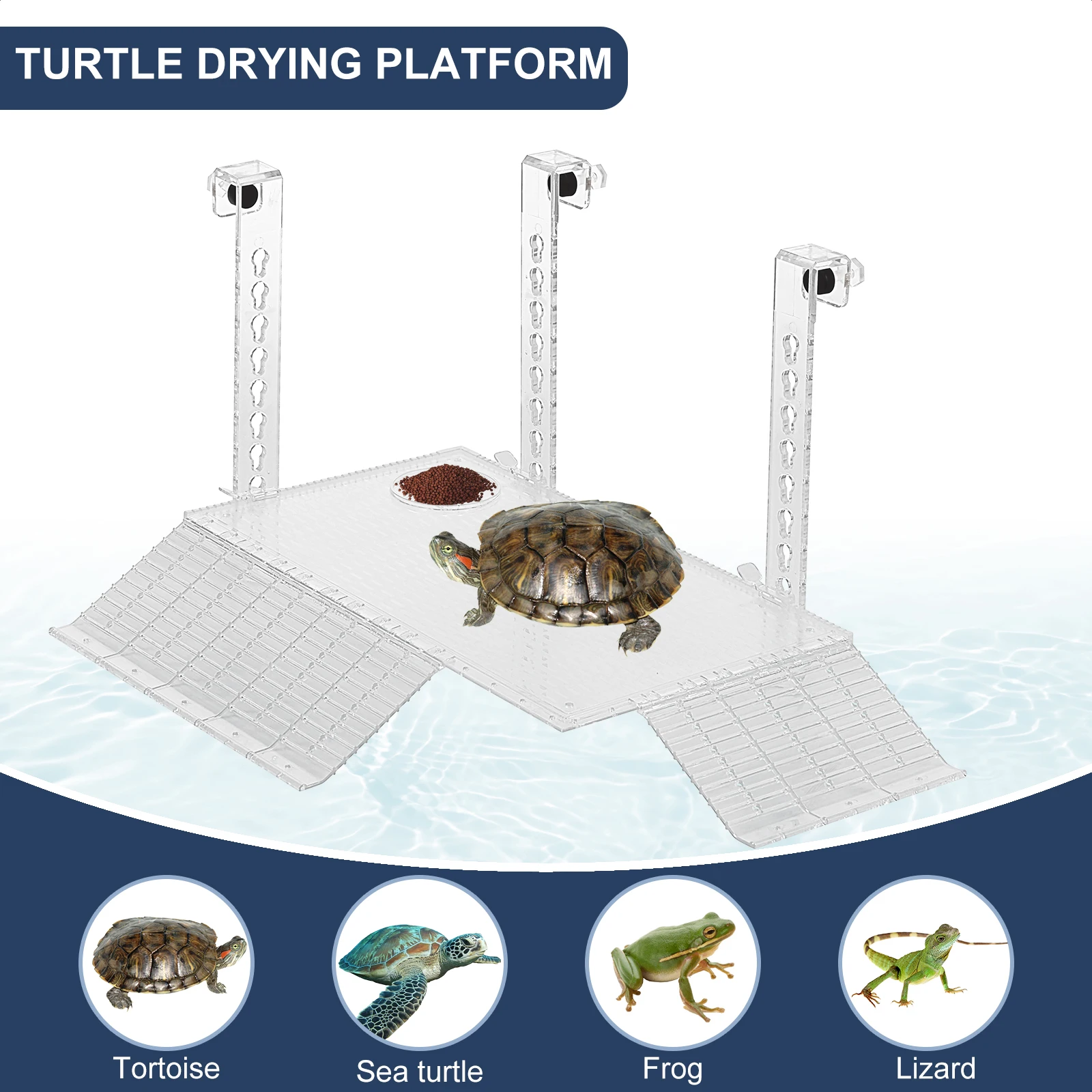 Aquarium Fish Hideout - Adjustable Turtle Basking Platform Acrylic Clear