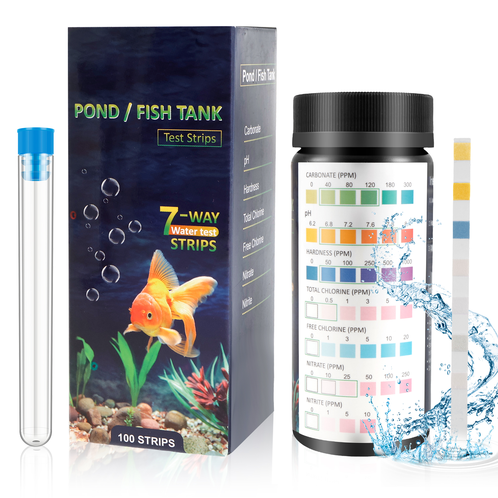 Aquarium Test Kit - 100Pcs 7 in 1 Aquarium Test