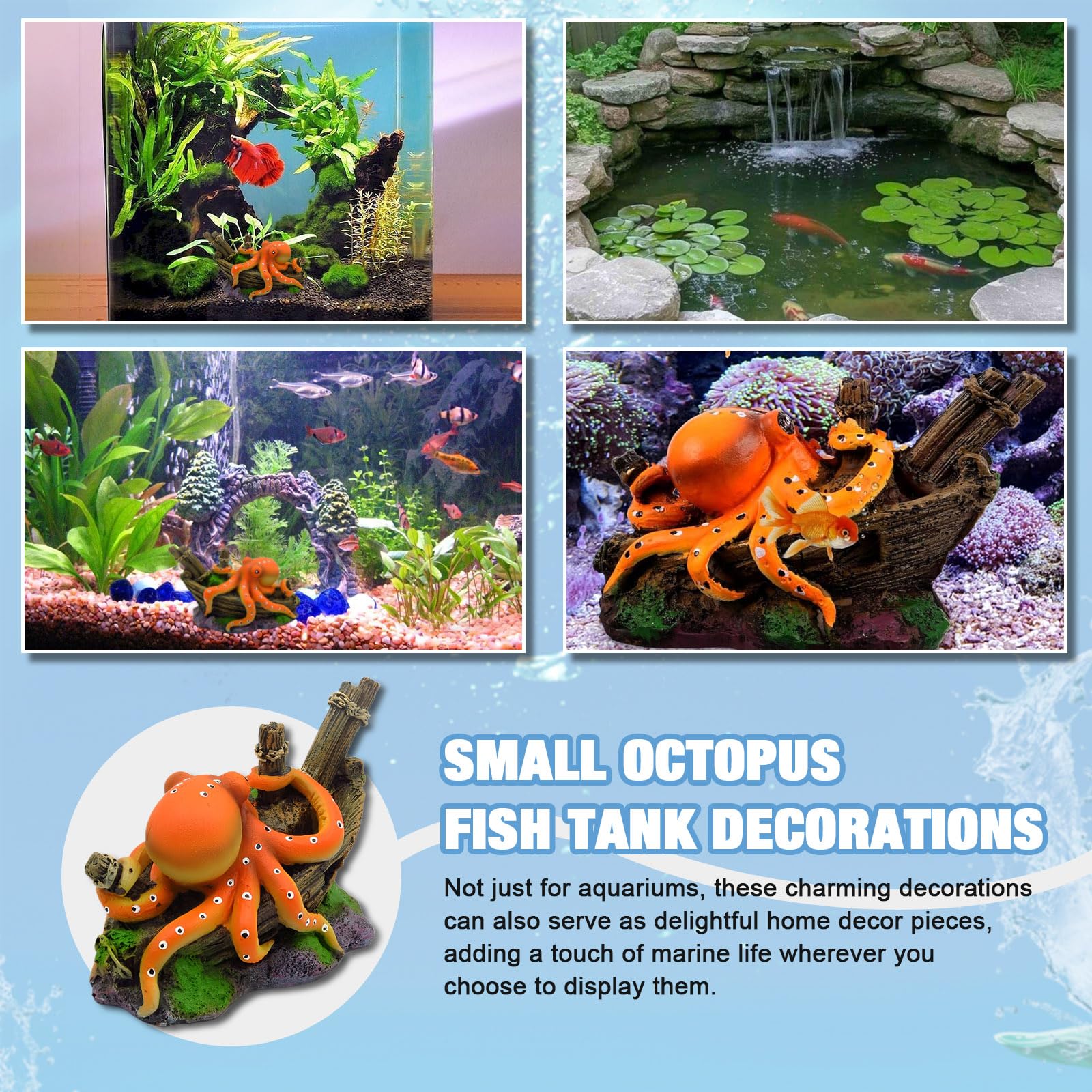 Resin Octopus Statue Ornaments - Aquarium Fish Cartoon บทวิจารณ์และราคา