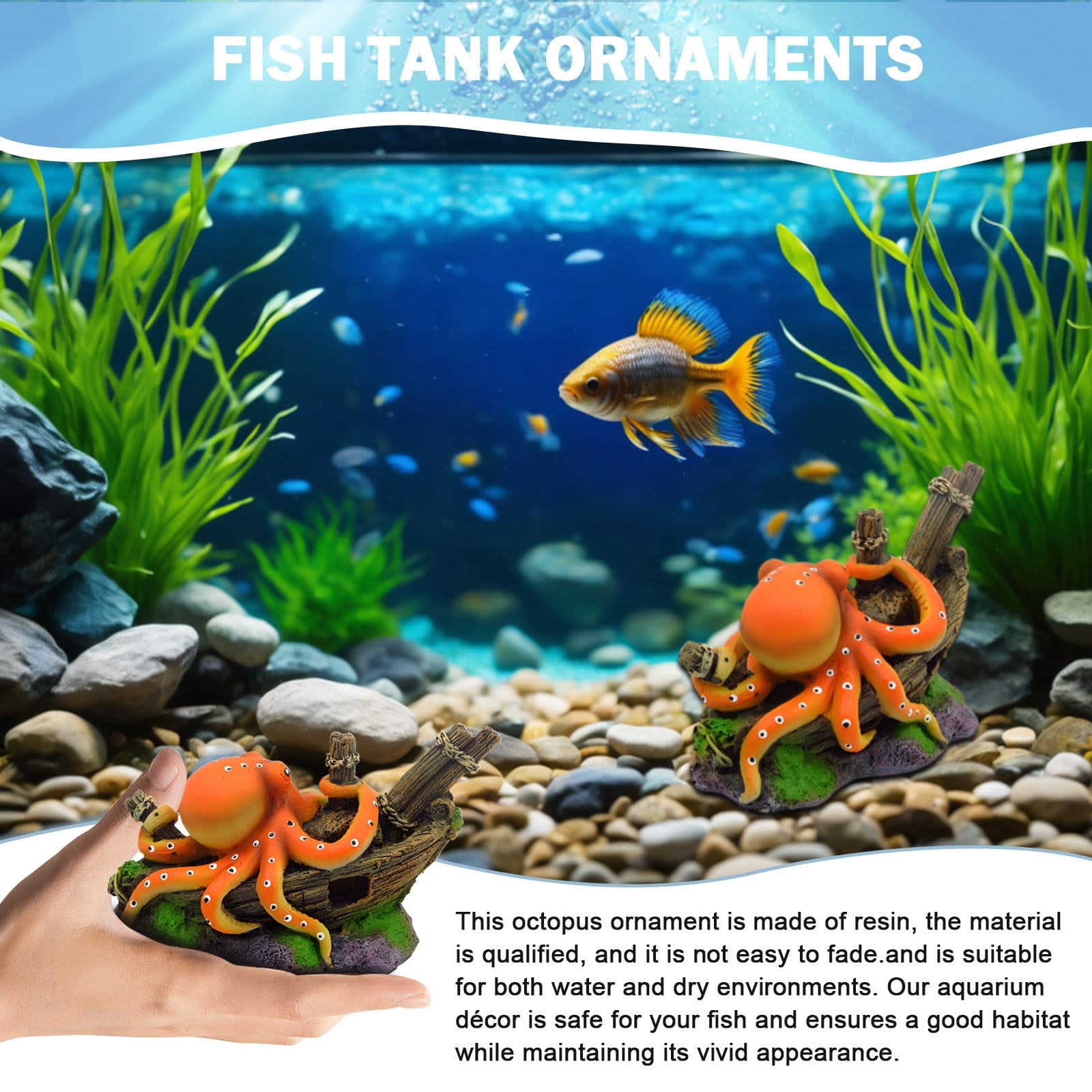 Resin Octopus Statue Ornaments - Aquarium Fish Cartoon บทวิจารณ์และราคา
