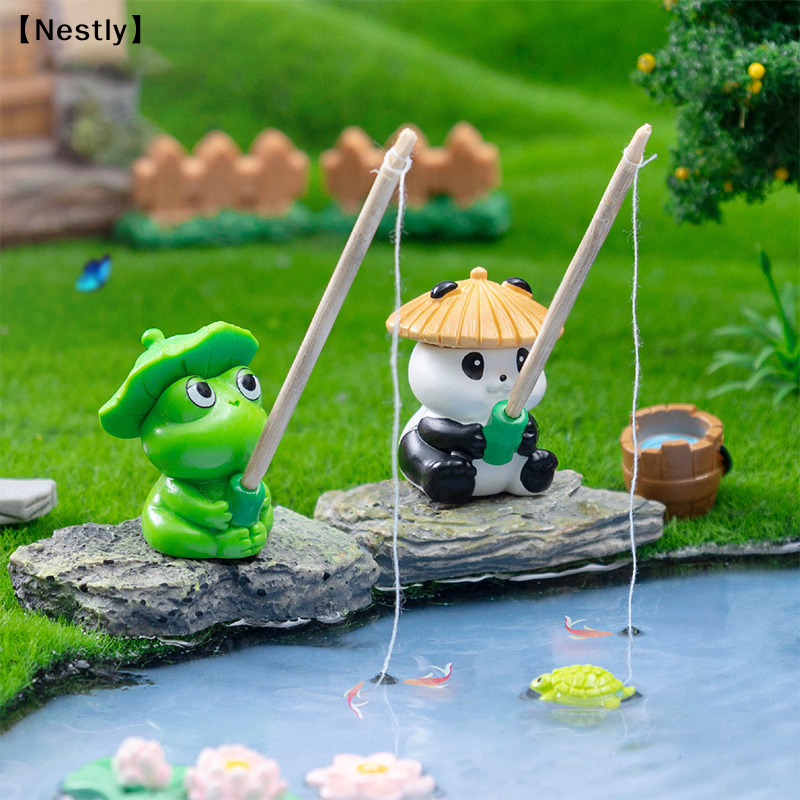 Fishing Frog Panda Figurines O - Aquarium Fish Cartoon บทวิจารณ์และราคา