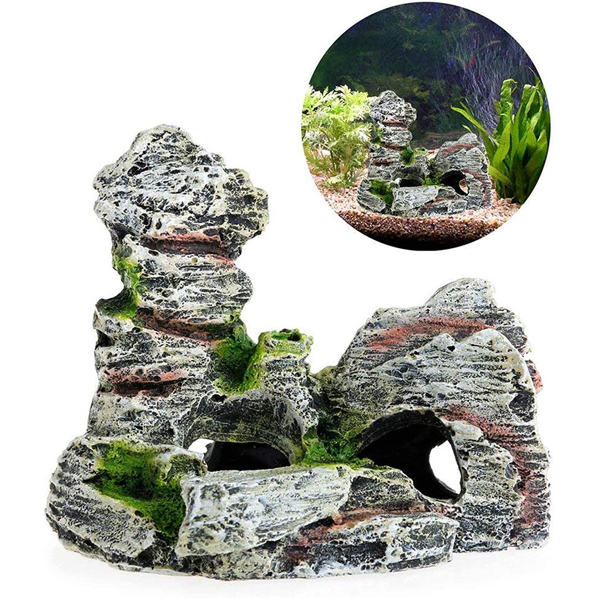 Artificial Moss Hiding Cave Mo - Aquarium Fish Hideout บทวิจารณ์และราคา