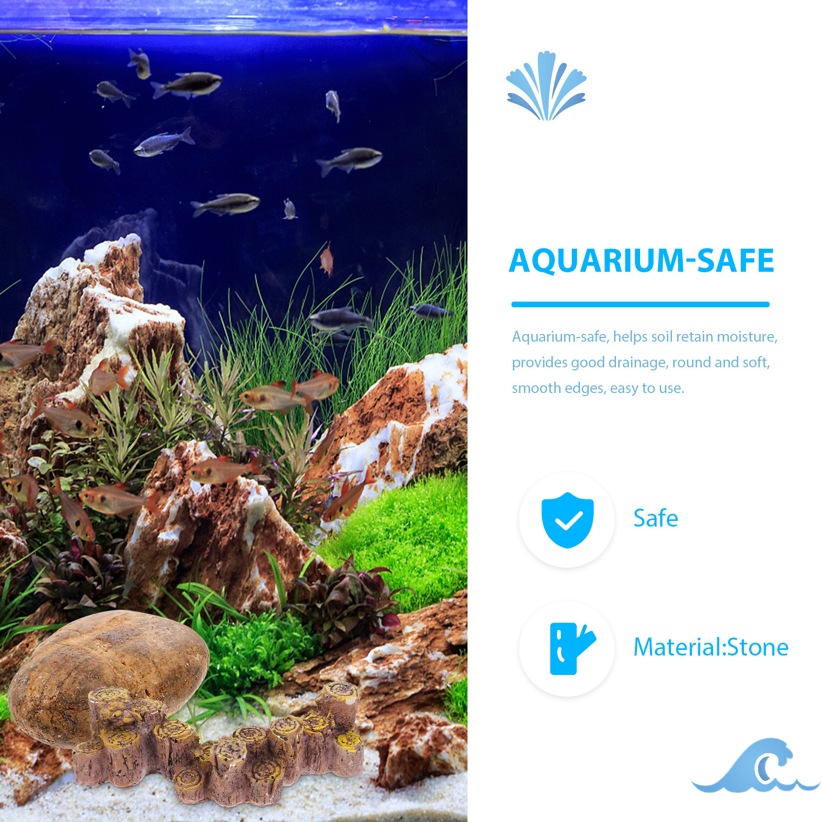 1Set Natural Polished Rain Flo - Aquarium Fish Pot บทวิจารณ์และราคา