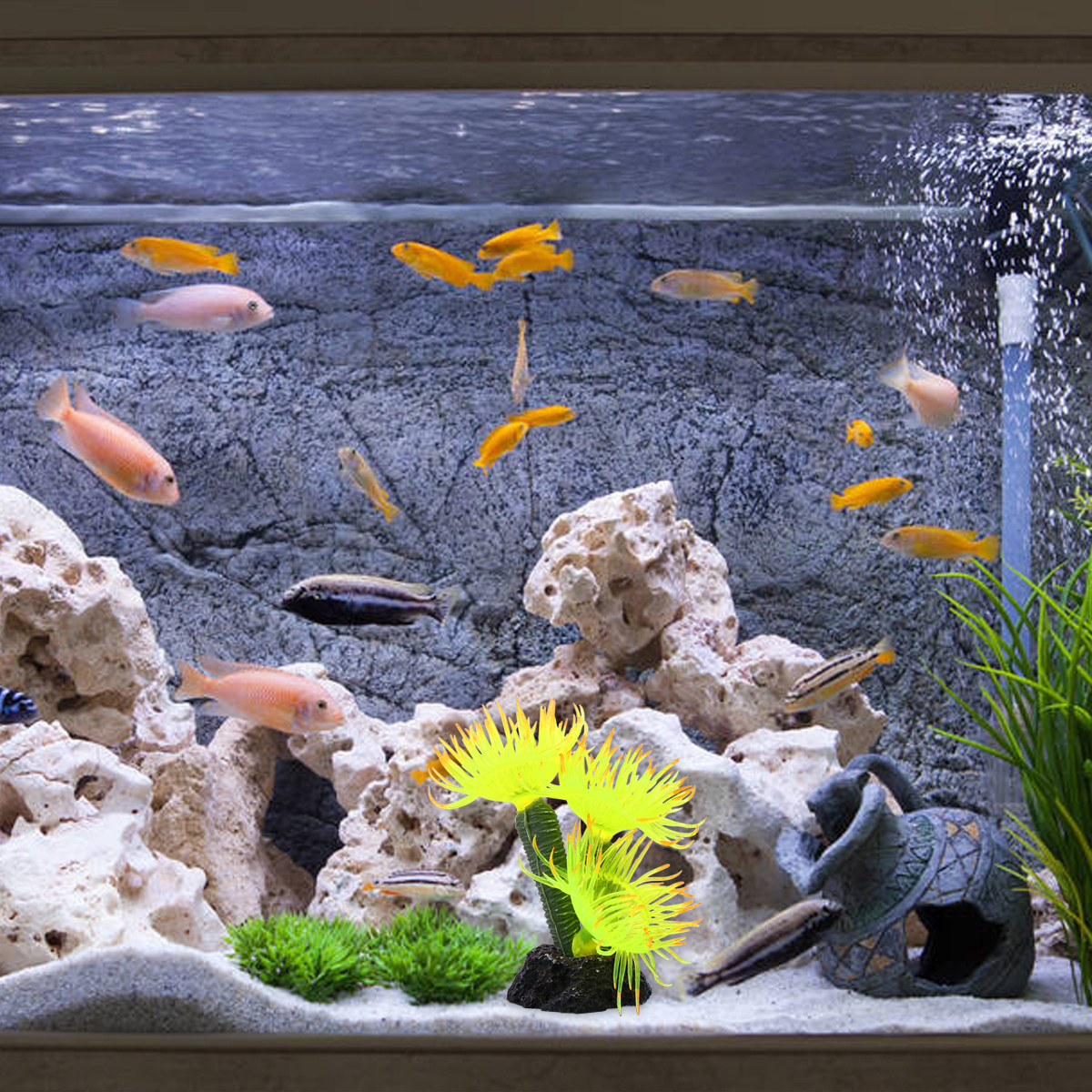 1Pcs Safe Aquarium Artificial  - Aquarium Fish Yellow บทวิจารณ์และราคา