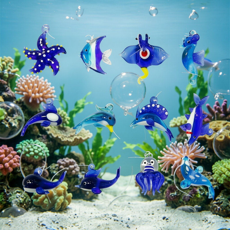 Floating Glass Marine Animal P - Aquarium Fish Dolphin บทวิจารณ์และราคา