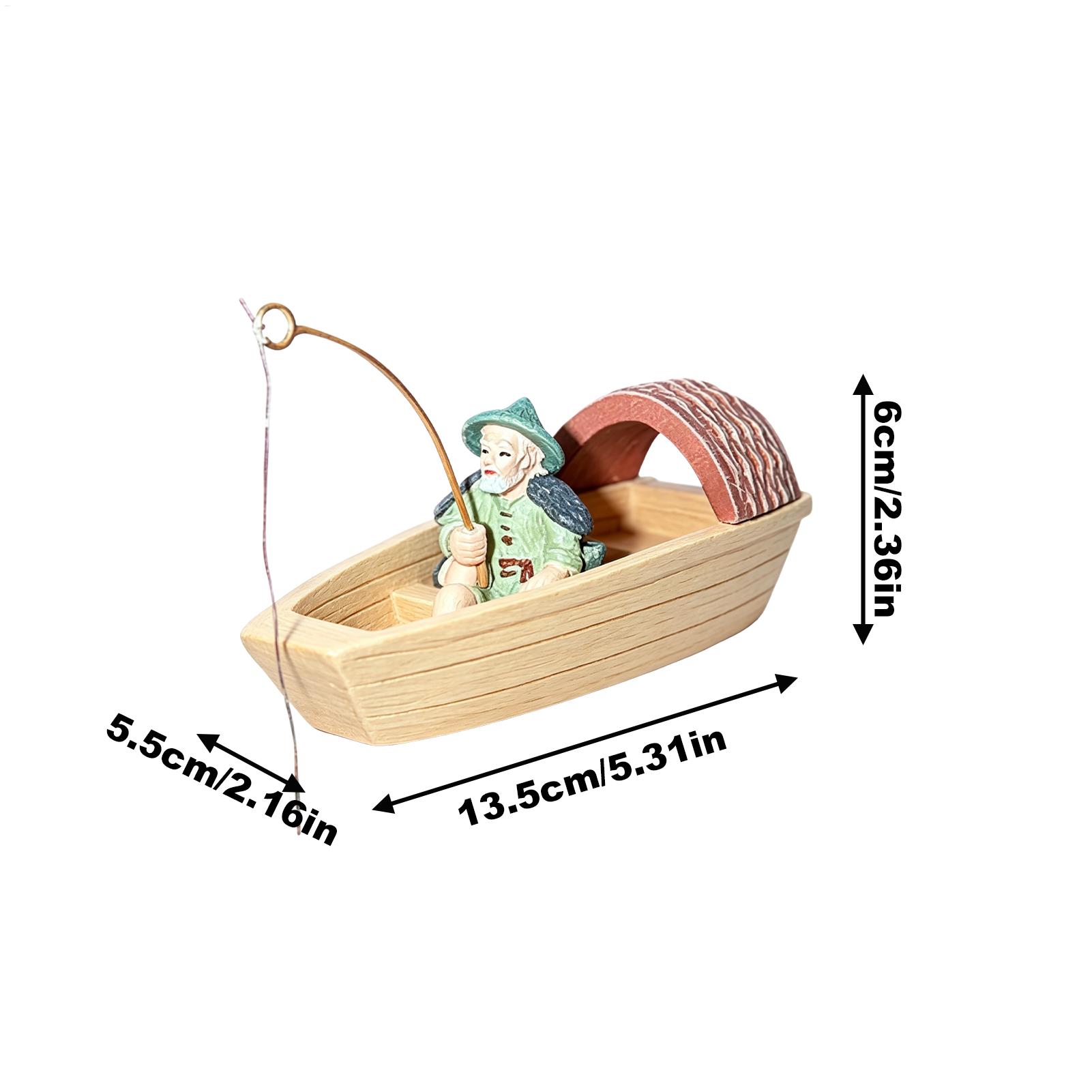 Resin Floating Fisherman Boat  - Aquarium Fish Cartoon บทวิจารณ์และราคา