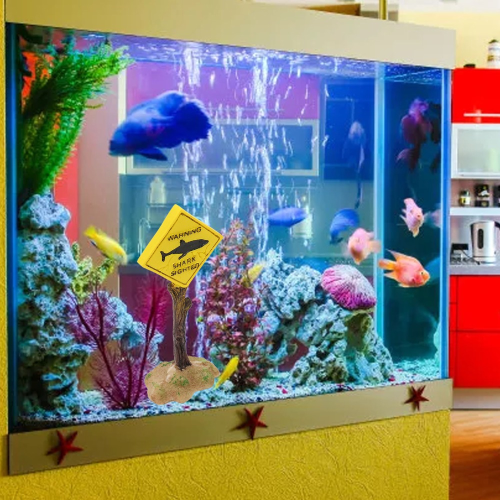 Resin Shark Warning Board Orna - Aquarium Fish Yellow บทวิจารณ์และราคา
